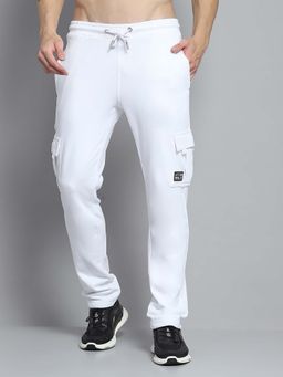Rock.it - Men Solid White Regular Fit Mid Rise Trackpant