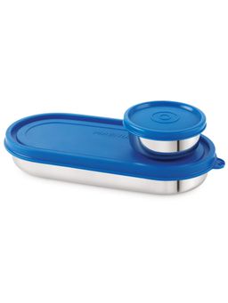 MAGNUS - Stainless Steel Airtight and Leakproof Lid Prime Pack of 2 Lunch Box - Blue 100ml, 450ml