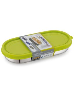 MAGNUS - Stainless Steel Airtight and Leakproof Lid Easy Lock Oval Prime Lunch Box - Green, 450ml