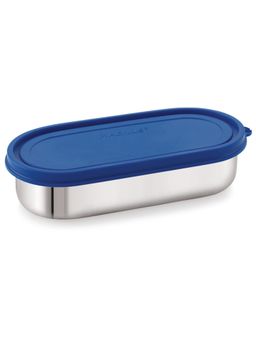 MAGNUS - Stainless Steel Airtight and Leakproof Lid Easy Lock Oval Prim Lunch Box - Blue, 780ml