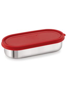 MAGNUS - Stainless Steel Airtight and Leakproof Lid Easy Lock Oval Prim Lunch Box - Red, 780ml