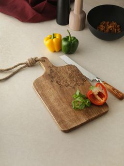 Revive Home - Carved Flower Detail Cheese and Vegetable Chopping Board