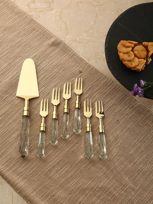 Revive Home Cake Server with Forks (Set of 7)