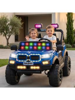 BAYBEE - Blue RogueX Battery Operated Ride-On Jeep with Parental Control