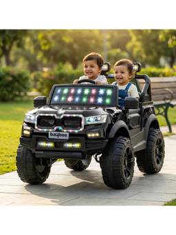 BAYBEE - Metallic Black RogueX Battery Operated Ride-On Jeep with Parental Control