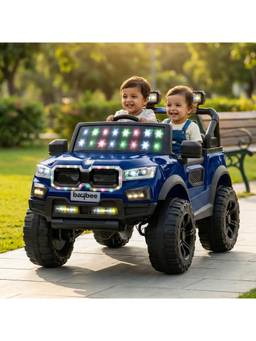 BAYBEE - Metallic Blue RogueX Battery Operated Ride-On Jeep with Parental Control