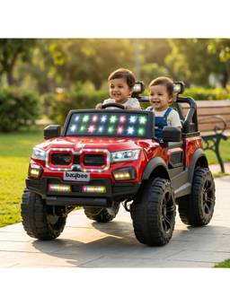 BAYBEE - Metallic Red RogueX Battery Operated Ride-On Jeep with Parental Control