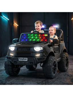BAYBEE - Black Rover 4x4 Police Edition Battery Operated Ride-On Jeep