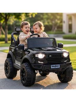 BAYBEE - Metallic Black RoverX Battery Operated Ride-On Jeep with Parental Control