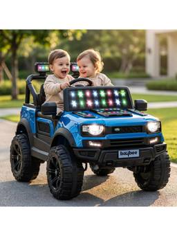 BAYBEE - Metallic Blue RoverX Battery Operated Ride-On Jeep with Parental Control
