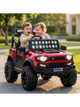 BAYBEE - Metallic Red RoverX Battery Operated Ride-On Jeep with Parental Control
