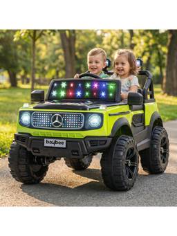BAYBEE - Fluorescent Green CruzeX 4x4 Battery Operated Ride-On Jeep with Parental Control