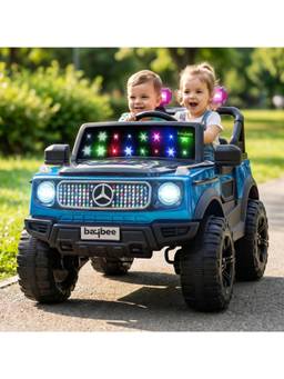 BAYBEE - Metallic Blue Benzie Pro Battery Operated Ride-On Jeep with Parental Control