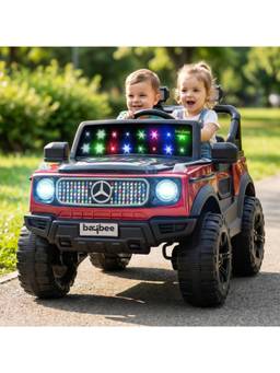 BAYBEE - Metallic Red Benzie Pro Battery Operated Ride-On Jeep with Parental Control