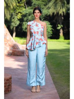 Tarini Vij - Powder Blue Palazzo with Top (Set of 2)