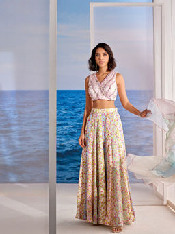 Tarini Vij - Multi Fusion Lehenga with Stitched Blouse & Dupatta (Set of 3)