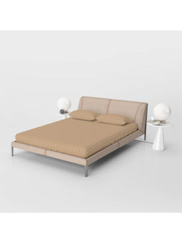 The Hive - Cotton Bedsheet for Double Bed with 2 Pillow Covers Caramel Stripe Fit