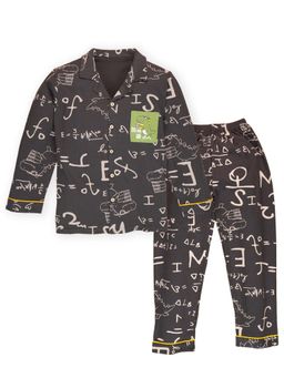 Little Surprise Box - Grey Collar Neck Full Sleeves Shirt with Pyjama