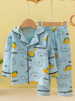 Little Surprise Box - Blue Collar Neck Full Sleeves Shirt with Pyjama