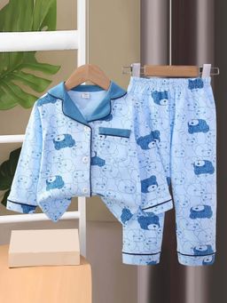 Little Surprise Box - Blue Collar Neck Full Sleeves Shirt with Pyjama