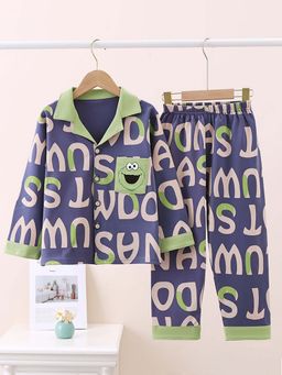 Little Surprise Box - Blue Collar Neck Full Sleeves Shirt with Pyjama