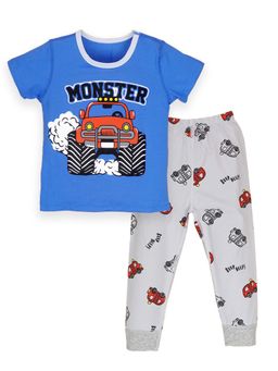 Little Surprise Box - Blue Round Neck Half Sleeves T-Shirt with Pyjama