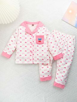 Little Surprise Box - White Collar Neck Full Sleeves Shirt with Pyjama