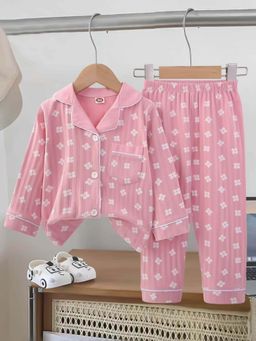 Little Surprise Box - Pink Collar Neck Full Sleeves Shirt with Pyjama