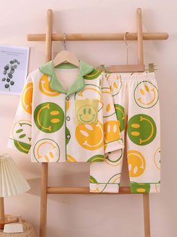 Little Surprise Box - Cream Collar Neck Full Sleeves Shirt with Pyjama