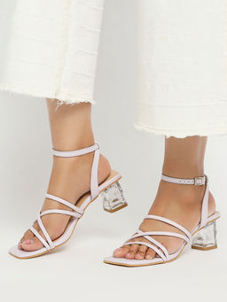 Twenty Dresses by Nykaa Fashion - Purple Square Toe Criss Cross Strap Block Heels
