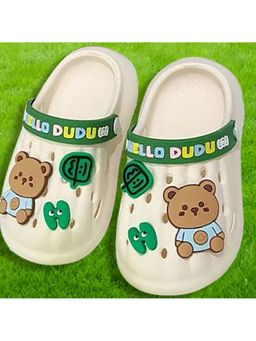 Little Surprise Box - Cream and Dark Green Big Bear Slip On Clogs