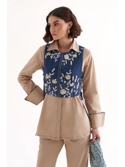 Our Love - Pandora Cotton Satin Khaki Shirt With Lindy Denim Jacket (Set of 2)