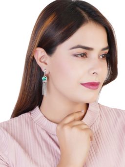 Estele - Rhodium Plated Beautiful Tasselled Earrings for Women