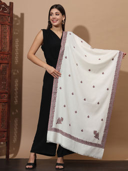 Zamour - Solid Paisley Border Kashmir Woven Stole