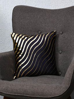 At Home by Nilkamal - Abstract Polyester 16" x 16" Cushion Cover Black
