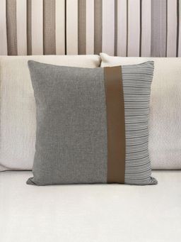 At Home by Nilkamal - Abstract Fabric & Leatherette 16" x 16" Cushion Cover Multi-Color