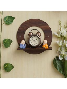 eCraftIndia - Dark Brown Multipurpose Round Shaped Wooden Wall Hanging Shelf