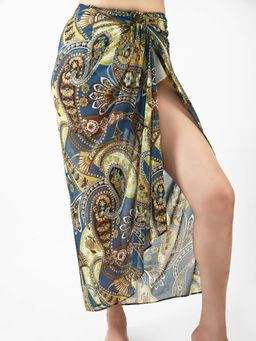 Blissence - Blue Paisley Printed Long Sarong