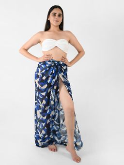 Blissence - Blue Abstarct Printed Long Sarong
