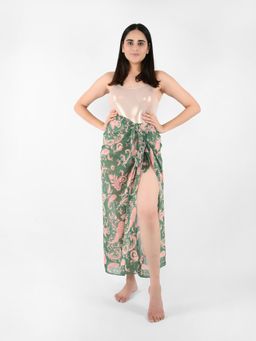 Blissence - Green Paisley Printed Long Sarong
