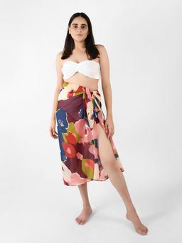 Blissence - Blue Floral Printed Long Sarong