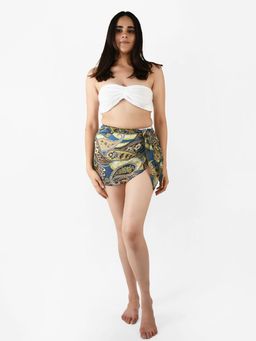 Blissence - Blue Paisley Printed Short Sarong