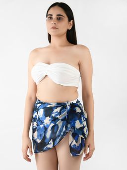 Blissence - Blue Abstarct Printed Short Sarong