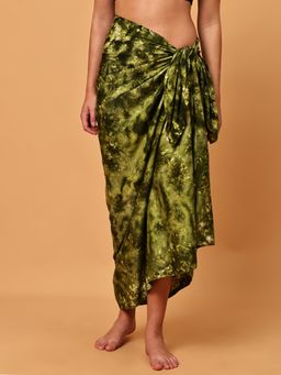 Blissence - Green Tie And Dye Printed Long Sarong