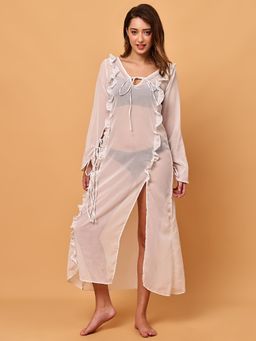 Blissence - White Sheer Cover-Up Dress