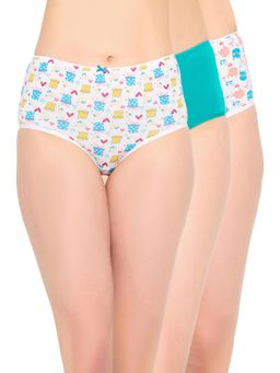 Clovia - Cotton Printed 3 High Waist Hipster Panties (Pack Of 3)