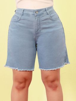 Miss Chase - A+ Curve Collection Plus Size Women's Light Blue Denim Shorts
