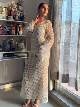 STARIN - Isla - Ivory Crochet Bell Sleeve Dress