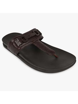 Aldo - Men Brown Leather Thong Sandals