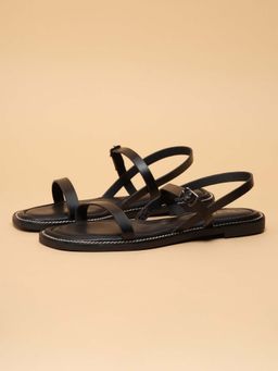 ERIDANI - Women Rudy Black Minimal Strap Flats